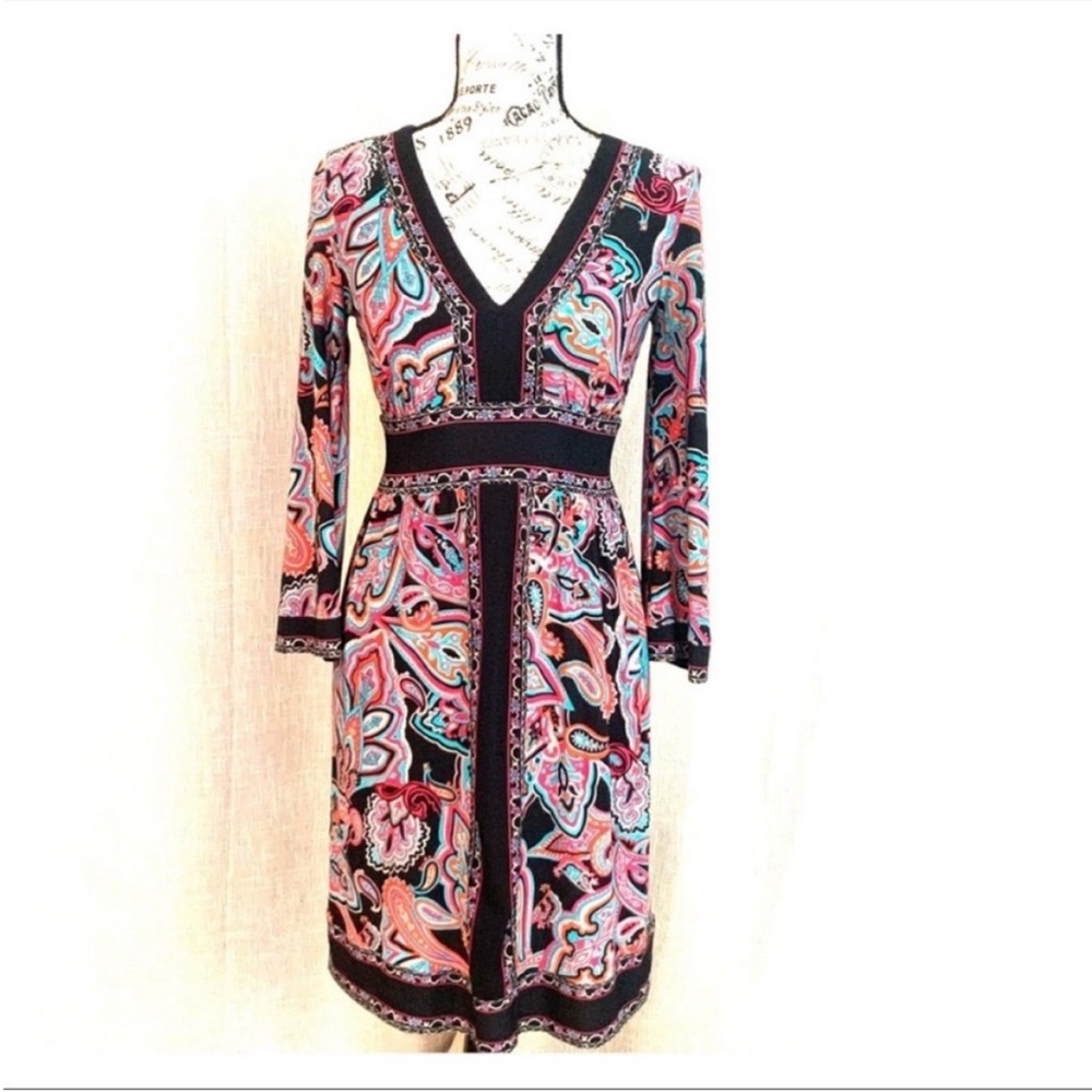 International concepts boho hippie XS bell sleeve multicolor dress